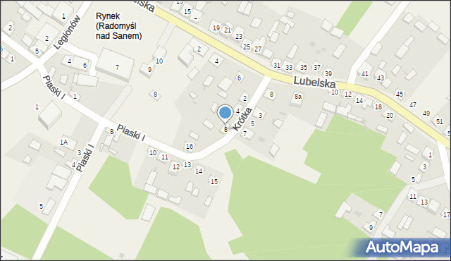 Radomyśl nad Sanem, Krótka, 8, mapa Radomyśl nad Sanem