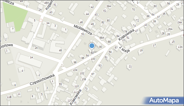 Radoszyce, Krakowska, 92, mapa Radoszyce