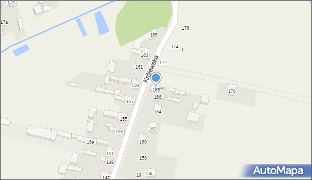 Radziechowice Drugie, Królewska, 168, mapa Radziechowice Drugie