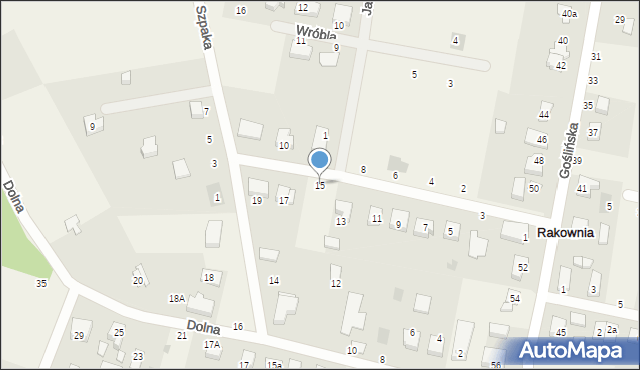 Rakownia, Krucza, 15, mapa Rakownia