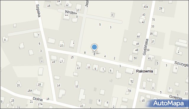 Rakownia, Krucza, 6, mapa Rakownia