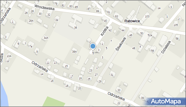 Ratowice, Krótka, 5, mapa Ratowice