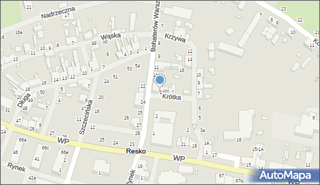 Resko, Krótka, 1, mapa Resko