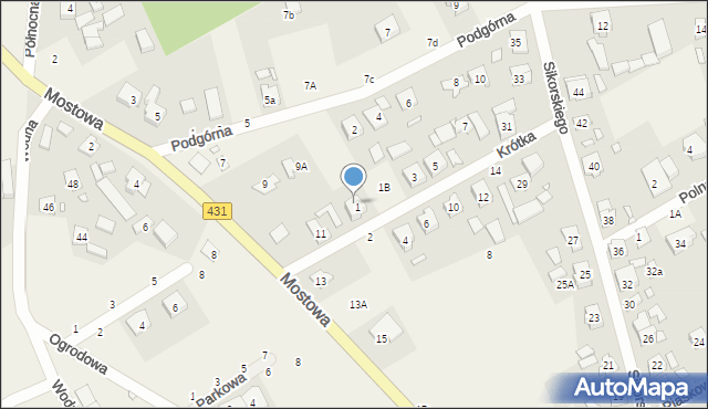 Rogalinek, Krótka, 1A, mapa Rogalinek