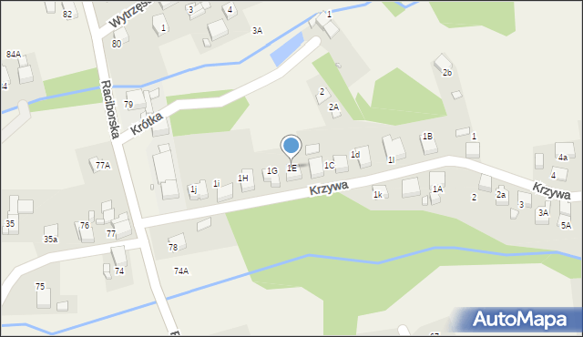 Rogów, Krzywa, 1E, mapa Rogów