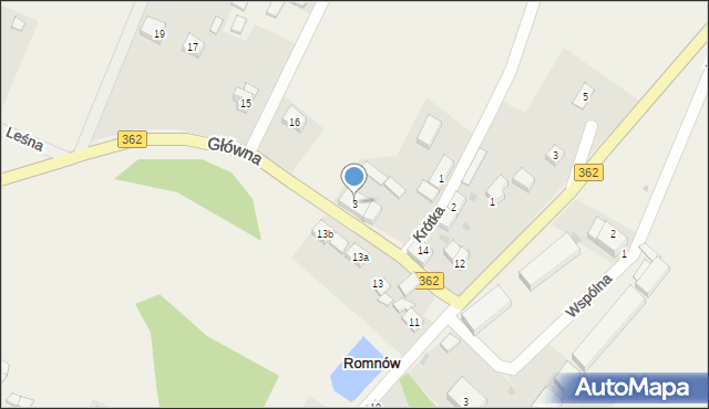 Romnów, Krótka, 3, mapa Romnów