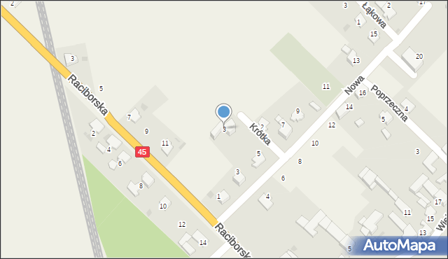 Roszków, Krótka, 3, mapa Roszków