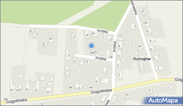 Rożniątów, Krótka, 11a, mapa Rożniątów