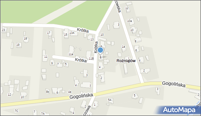 Rożniątów, Krótka, 6, mapa Rożniątów