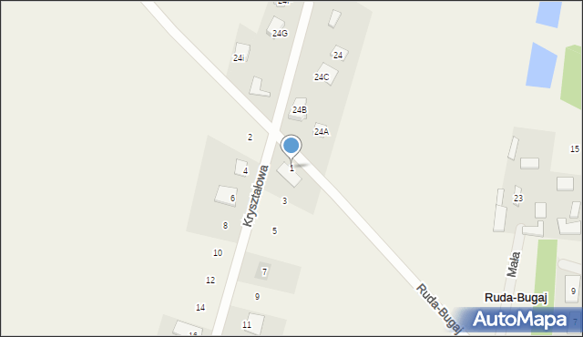 Ruda-Bugaj, Kryształowa, 1, mapa Ruda-Bugaj