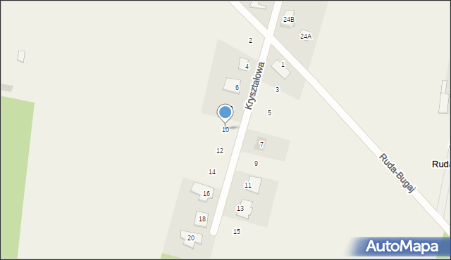 Ruda-Bugaj, Kryształowa, 10, mapa Ruda-Bugaj
