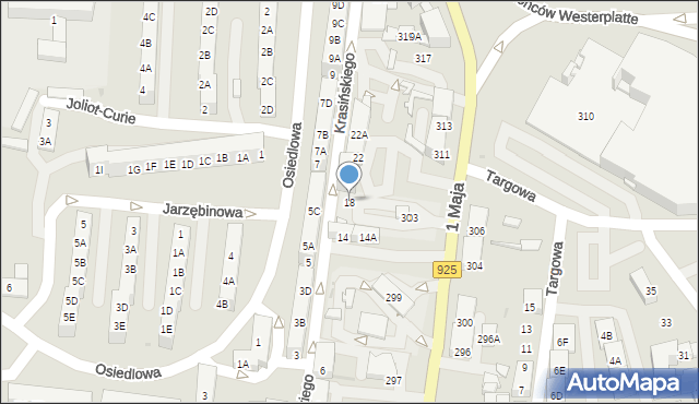 Ruda Śląska, Krasińskiego Zygmunta, 18, mapa Rudy Śląskiej
