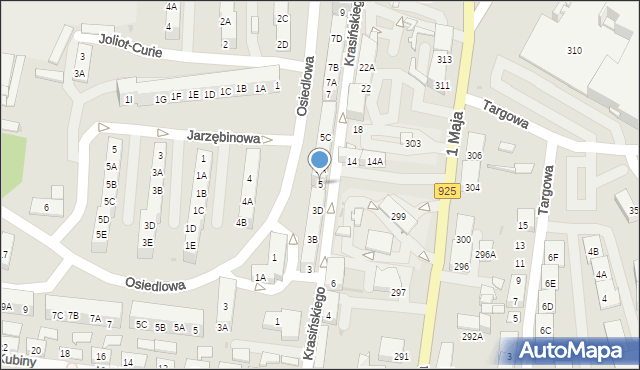 Ruda Śląska, Krasińskiego Zygmunta, 5, mapa Rudy Śląskiej