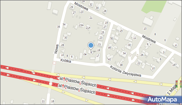 Ruda Śląska, Krótka, 4, mapa Rudy Śląskiej