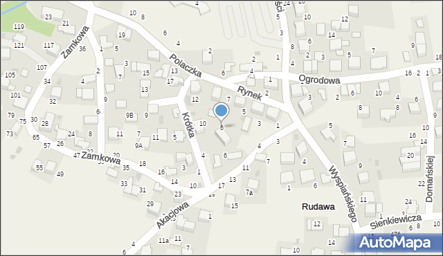Rudawa, Krótka, 6, mapa Rudawa