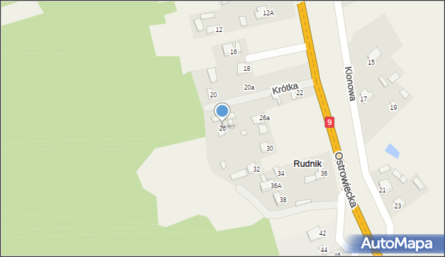 Rudnik, Krótka, 26, mapa Rudnik