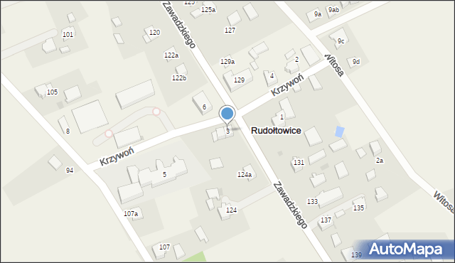Rudołtowice, Krzywoń Anieli, 3, mapa Rudołtowice