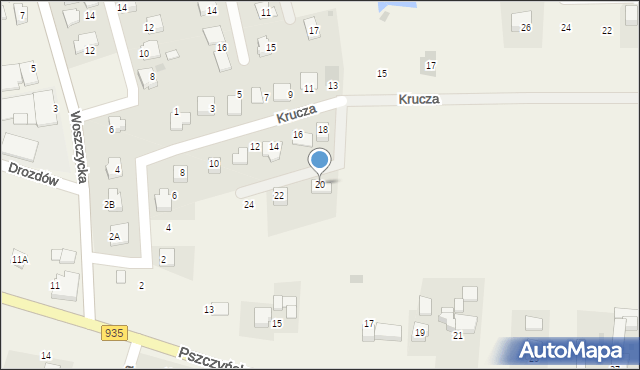 Rudziczka, Krucza, 20, mapa Rudziczka