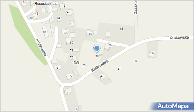 Rusocice, Krakowska, 68, mapa Rusocice