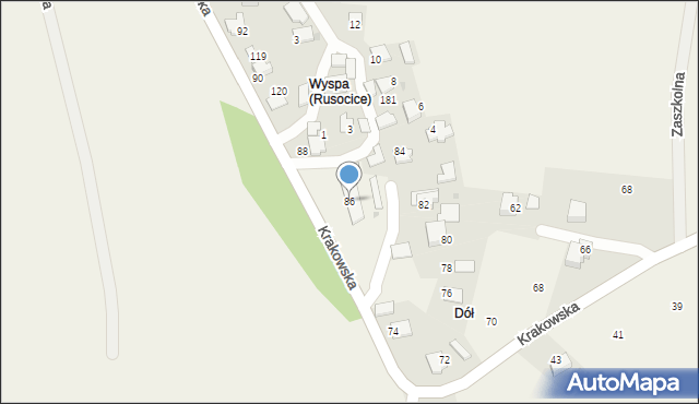 Rusocice, Krakowska, 86, mapa Rusocice
