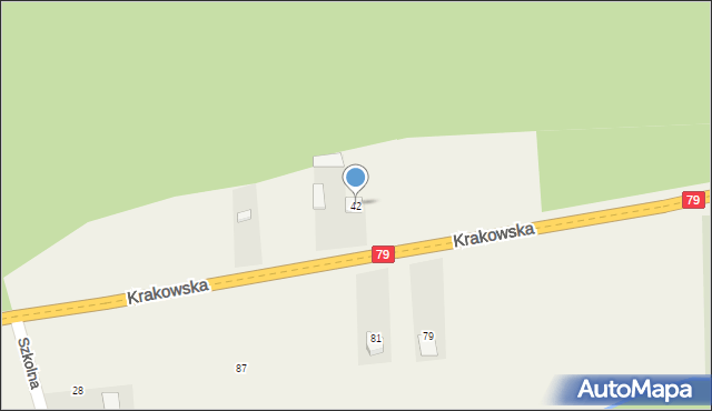 Ruszcza, Krakowska, 42, mapa Ruszcza