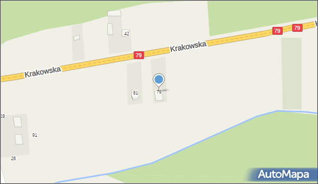 Ruszcza, Krakowska, 79, mapa Ruszcza