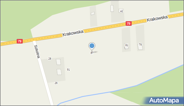 Ruszcza, Krakowska, 87, mapa Ruszcza