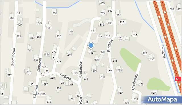 Rybarzowice, Krokusów, 783, mapa Rybarzowice