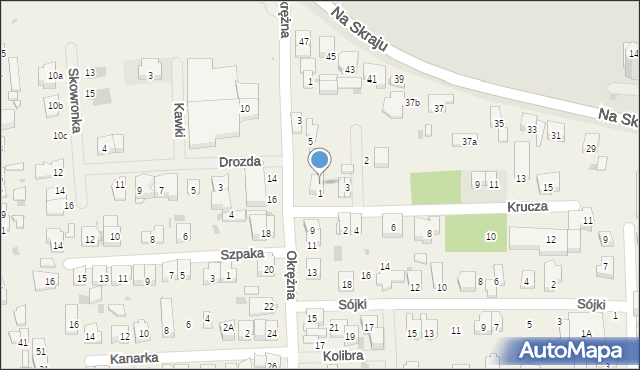 Rybie, Krucza, 1a, mapa Rybie