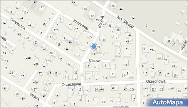 Rybie, Krzywa, 4, mapa Rybie