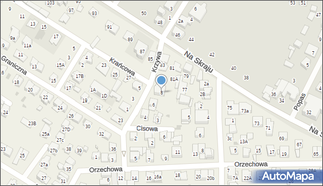 Rybie, Krzywa, 8, mapa Rybie