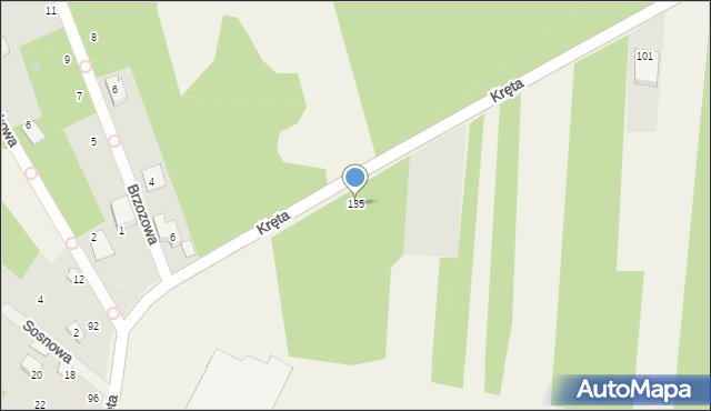 Rybna, Kręta, 135, mapa Rybna
