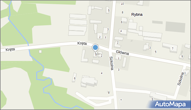 Rybna, Kręta, 3, mapa Rybna
