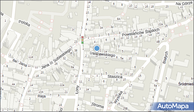 Rybnik, Kraszewskiego Józefa Ignacego, 2c, mapa Rybnika