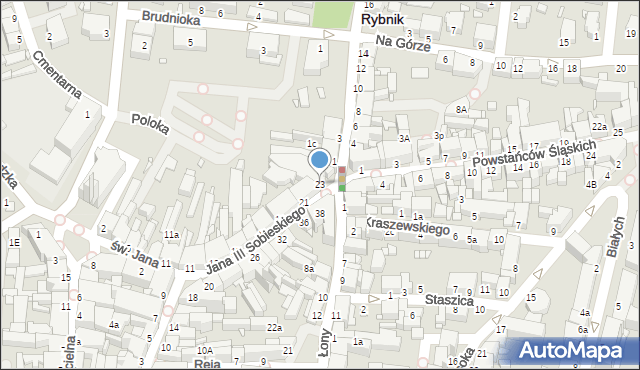 Rybnik, Króla Jana III Sobieskiego, 23, mapa Rybnika