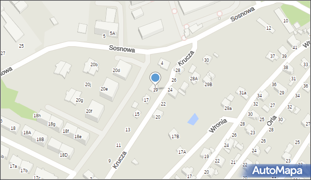 Rybnik, Krucza, 19, mapa Rybnika