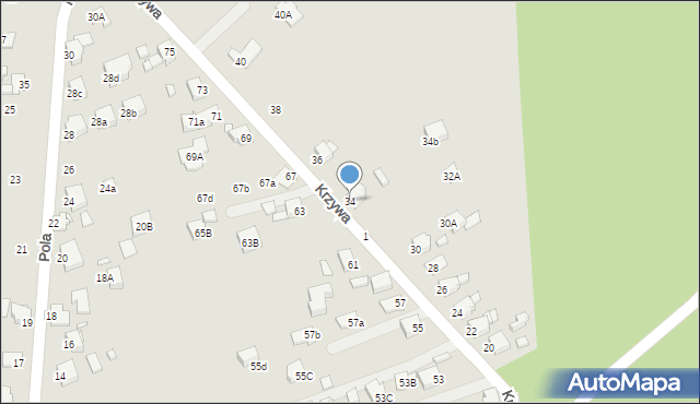 Rybnik, Krzywa, 34, mapa Rybnika