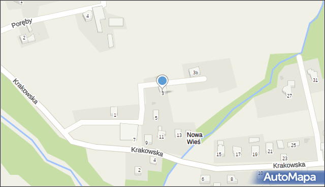 Rychwałd, Krakowska, 3, mapa Rychwałd