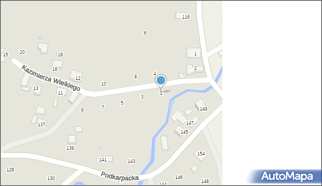 Ryglice, Króla Kazimierza Wielkiego, 1, mapa Ryglice