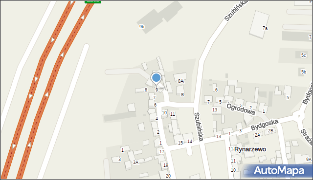 Rynarzewo, Krótka, 9, mapa Rynarzewo