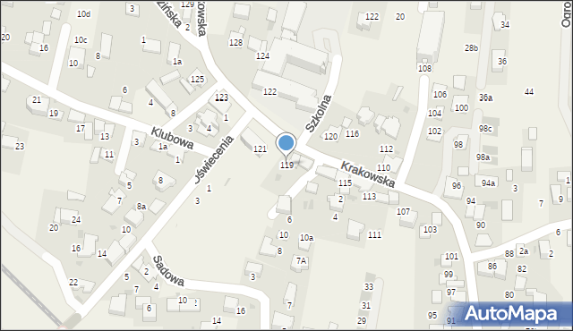 Rząska, Krakowska, 119, mapa Rząska