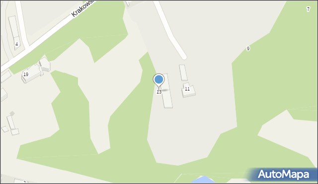 Rząska, Krakowska, 13, mapa Rząska