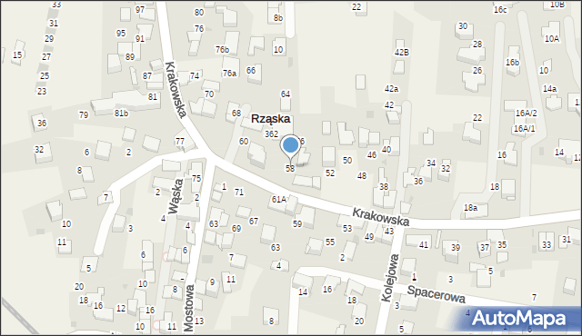 Rząska, Krakowska, 58, mapa Rząska