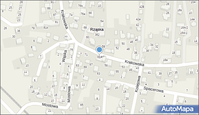 Rząska, Krakowska, 61A, mapa Rząska