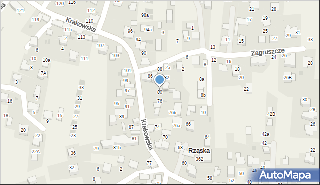 Rząska, Krakowska, 80, mapa Rząska
