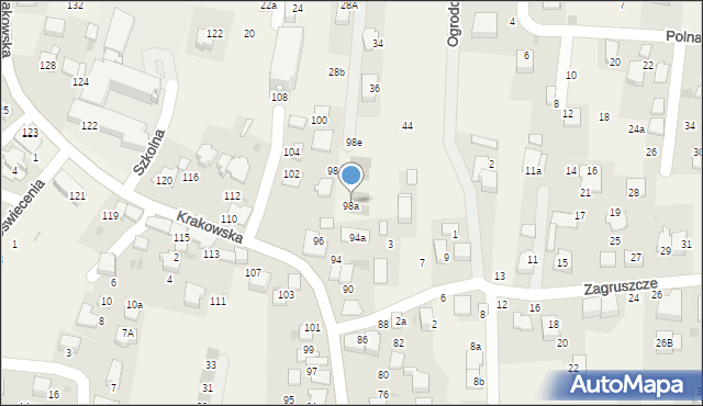 Rząska, Krakowska, 98b, mapa Rząska