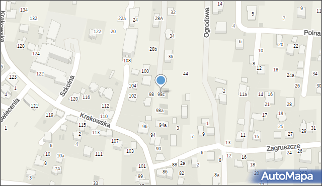 Rząska, Krakowska, 98d, mapa Rząska