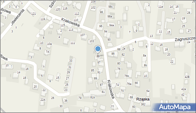 Rząska, Krakowska, 99, mapa Rząska