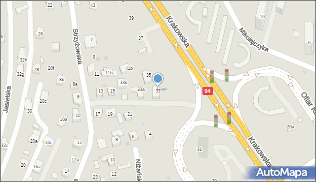 Rzeszów, Krakowska, 33, mapa Rzeszów