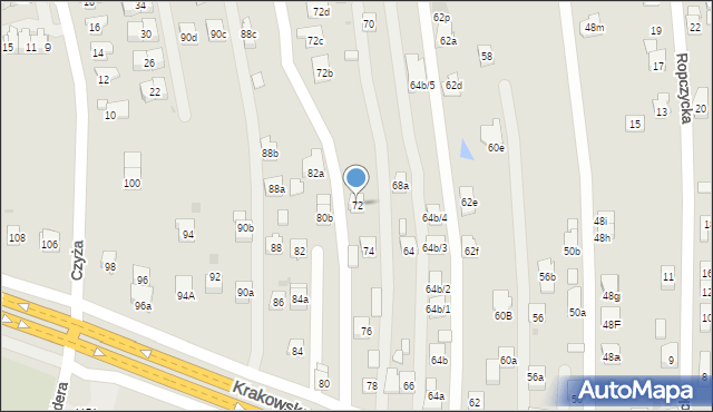Rzeszów, Krakowska, 72, mapa Rzeszów